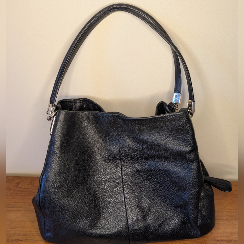 Coach Pheobe Pebbled Black Leather Shoulder Bag